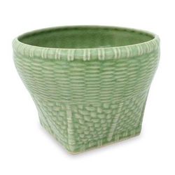 Celadon ceramic vase, 'Basket' (large)