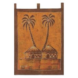 Sankofa Aklowa,'African Cotton Batik Folk Art Wall Hanging'