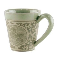 Thai Zodiac Dragon,'Celadon Glazed Ceramic Mug with Dragon from Thailand'
