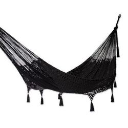 Mirage in Black,'Black Hammock with Macrame Panels (Double)'