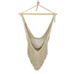 Grey Cascade,'Grey Cotton Hammock Swing Chair from Mexico (Single)'