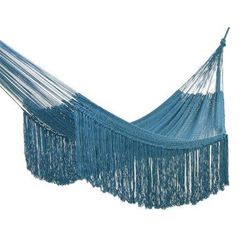 Caribbean Blue Cascade,'Turquoise Cotton Hammock from Mexico (Double)'
