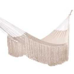 Ivory Cascade,'Hand Woven Ivory Rope Hammock (Triple)'