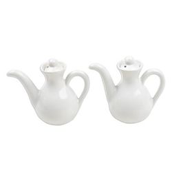 Ceramic oil and vinegar set, 'White Minimalism' (pair)