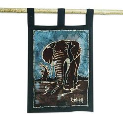 Walk the Land,'Batik Cotton Wall Hanging with Elephant Motif'