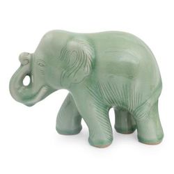 Celadon ceramic figurine, 'Smiling Elephant'