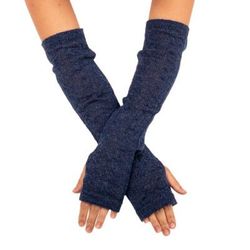 Luscious Twist in Navy,'Navy 100% Baby Alpaca Cable Knit Fingerless Mitts from Peru'