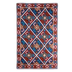 Chain stitched wool rug, 'Diamond Sky' (2.5x4)