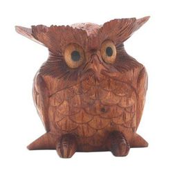 Clever Owl,'Wood Owl Statuette from Bali'