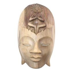 Meditation Center,'Balinese Hibiscus Wood Meditation Mask'