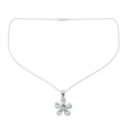 'Forget-Me-Not' - Hand Made Floral Sterling Silver and Blue Topaz Neckla