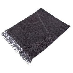 Smoky Black Diamonds,'Throw Blanket with Diamond Motifs in Smoke and Black'
