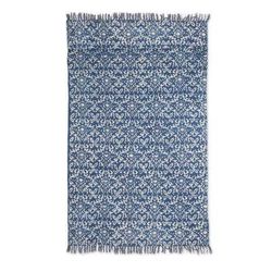 Azure Majesty,'Vine Motif Cotton Area Rug from India (4x6)'