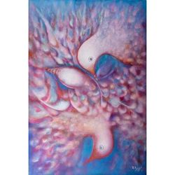 Fly Doves, Fly,'World Peace Project Expressionist Painting of Peace Doves'