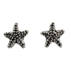 Sterling silver button earrings, 'Baby Starfish'