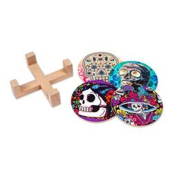 Festival of the Dead,'Day of the Dead Decoupage Coasters and Stand (Set of 4)'