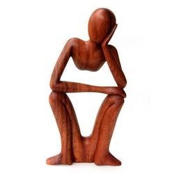 'Thinking of You' - Handcrafted Indonesian Wood Sculpture