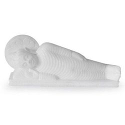 'Reclining Buddha' - Artisan Crafted Marble Sculpture India Buddhism Art