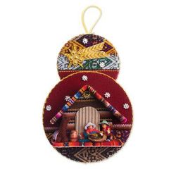 Nativity in the Andes,'Handmade Fabric Nativity Scene Ornament from Peru'
