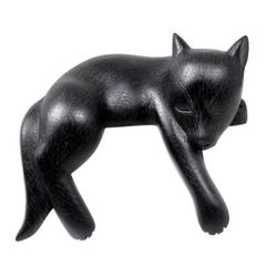 Kintamani Dog,'Black Wood Sleeping Dog Statuette from Suar Wood'