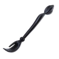 Lotus Ease in Black,'Black Lotus Flower Wood Hand Back Scratcher from Bali'