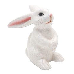 Adorable Rabbit in White,'Cute Hand Carved White Rabbit Sculpture'