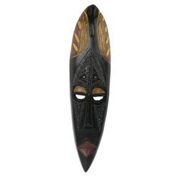 Symbol of Togetherness,'Hand Carved African Mask in Wood and Aluminum'