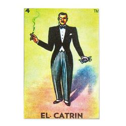 The Catrin,'Decoupage Wooden Magnet With Mexican Loteria Card Motif'