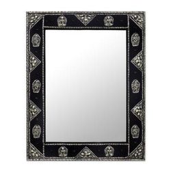 Mirror, 'Tranquility' - Handcrafted Brass on Wood Wall Mirror