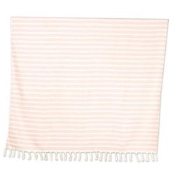 Mauve Trends,'Striped Cotton Throw Blanket in Dusty Mauve and Vanilla Hues'