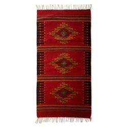 Oaxaca Colors,'Fair Trade Zapotec Red Diamond Area Rug (2.5x5)'