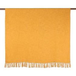 Marigold Charm,'Woven Yellow Cotton Throw Blanket'