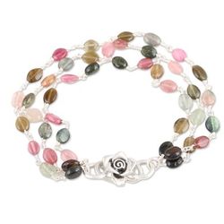 Love Rose,'Tourmaline Pendant Bracelet with Sterling Silver Rose'