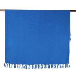 Blue Charm,'Slub Cotton Throw Blanket in Blue'