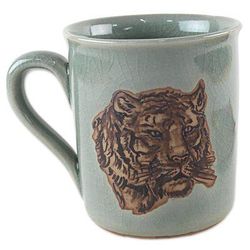 Tiger's Taste,'Hand Painted Celadon Ceramic Tiger Mug from Thailand'