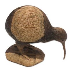 Kiwi Bird,'Hand-Carved Hibiscus Wood Kiwi Bird Sculpture from Bali'
