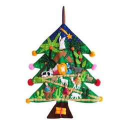Happy Nativity Scene,'Peruvian Christmas Tree Applique Wall Hanging'