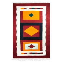 Diamond Sun,'Wool Indian Area Rug (4x6)'