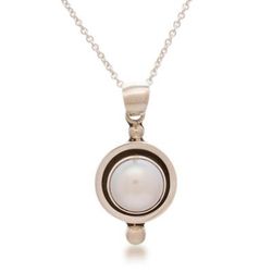 Cultured pearl pendant necklace, 'Lunar Shadow'