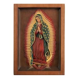 'Our Lady of Guadalupe' - Religious Christianity Wood Relief Panel for the Wall