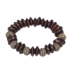 Remembering Passion,'Brown Wood and Recycled Plastic Bracelet from Ghana'