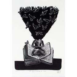 Peace Begins At Home,'World Peace Project Linoleum Block Print Meditating Woman'