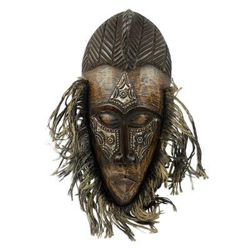 African wood and aluminum mask, 'Frafra Dancer'