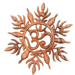 Ong-Kara Om,'Hand Made Suar Wood Om Relief Panel'