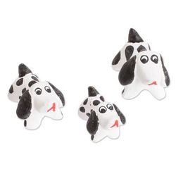 Dalmatian Family,'Set of 3 Dalmatian Dog Ceramic Figurines from Guatemala'