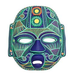 Jade Olmec Lord,'Hand Made Ceramic Green Bird Mask'