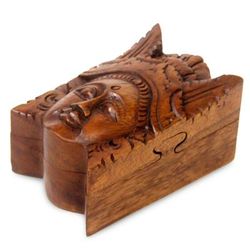 Wood puzzle box, 'Balinese Legong Dancer'
