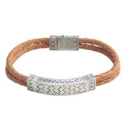 'Jakarta Man' - Men's Sterling Silver and Leather Wristb