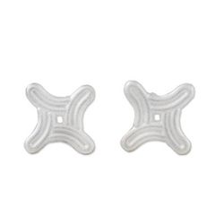 Winking Star,'Curved Four-Sided Star Sterling Silver Stud Earrings'