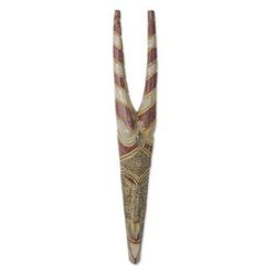 Horns of Strength,'Sese Wood and Aluminum Wall Mask Hand Carved in Ghana'